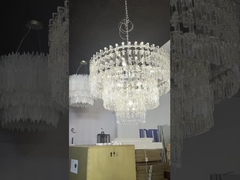 MARIGNAN Crystal Brass Chandelier 3 Tiered Brass Chandelier 36