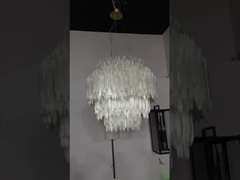 White Crystal Brass Chandelier Dimmable Selenite Chandelier Luxury For Living Room