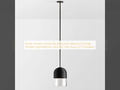 Nordic Modern Simple Tea Restaurant Weave Indi Single Pendant Light Bedroom Bed bar Cafe Study E27 Chandelier