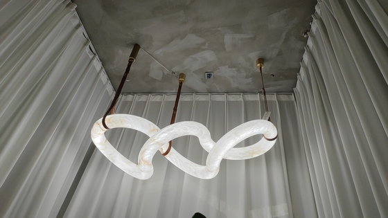 Natural Alabaster Chandelier 100W Dining Table Pendant Light 3000K 4000K 6000K