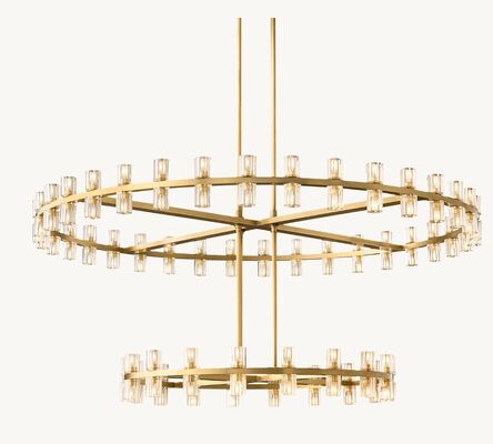 comprare Candelabro in ottone di cristallo da 60 pollici 36 pollici 300W Candelabro di cristallo per soggiorno fabbricazione online