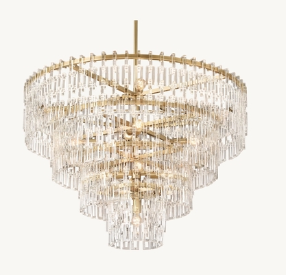 Indoor Crystal Brass Chandelier Customized Tiered Brass Chandelier 48"