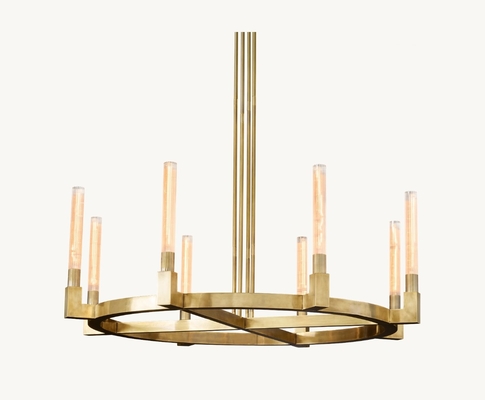 48" Brass Round Chandelier Durable Circle Glass Chandelier Customized