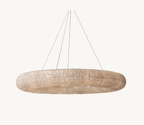 Dimmable Crystal Halo Clear Chandelier 59" Round Ring Chandelier 100V - 277V