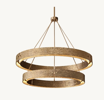 LED Two Tier Round Chandelier 60" Modern Staircase Chandelier 3000K