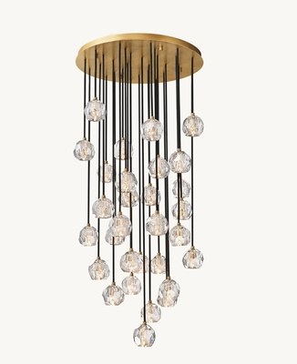 30" Boule De Chandelier Clear Round Cluster Pendant Light Dimmable