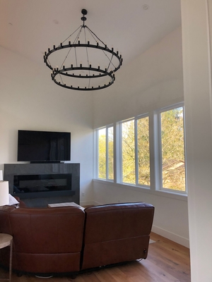 Dimmable Black Vintage Ceiling Light 63" Two Tier Chandelier 270W