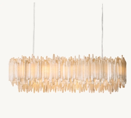 100V - 277V Modern Linear Crystal Chandelier White Selenite Crystal Chandelier