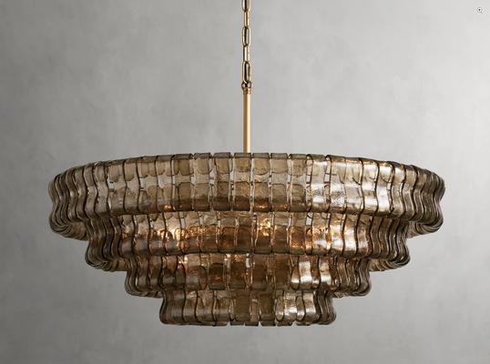 36" Smoked Crystal Chandelier Dimmable Multi Layer Chandelier Customized
