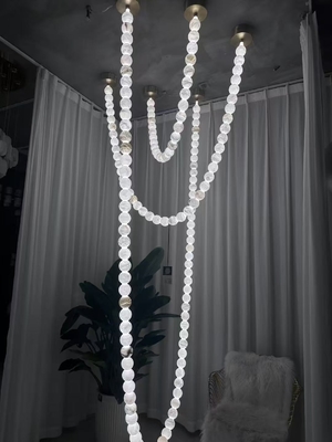 LED Alabaster Chandelier 6 M Pearl Necklace Chandelier Luxury For Living Room