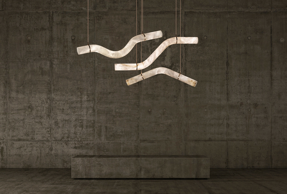 60W Alabaster Stone Chandelier Customized Meeting Room Pendant Light Modern