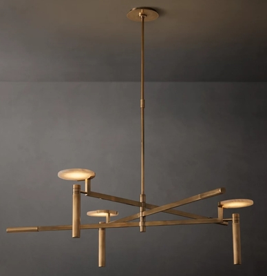 45" Crystal Brass Chandelier Customized Disc Chandelier Light 12W