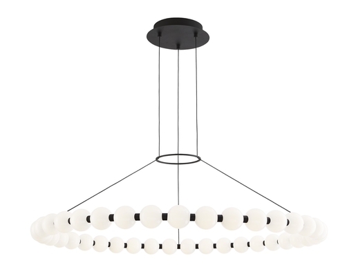 42" Glass Ball Ceiling Light 40W Round Ring LED Ceiling Light Black