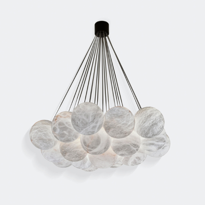 Customized Alabaster Chandelier Black Round Ball Chandelier Light 76W