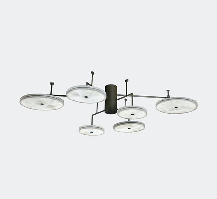 Modern Black Branch Chandelier 60W Alabaster Hanging Lamp Customized With Round Disk