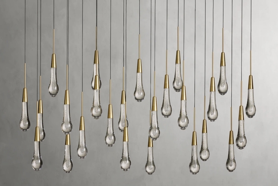 50"L Rain Pendant Light 50W Linear Chandelier For Dining Room