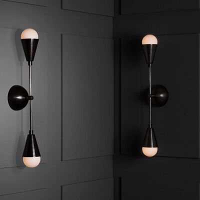 Buy Modern Nordic Brass Cast Ceramic Lampshade Wall Lamp for Living Room Bedroom Hotel Bedside Linear Triad Sconce online manufacture