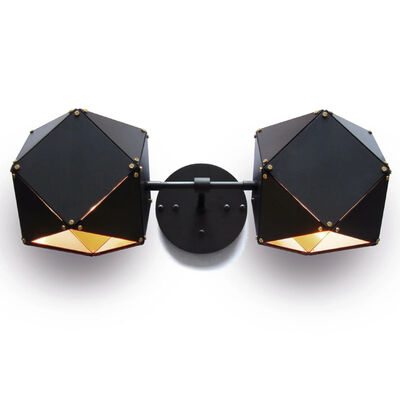 Beli Seni Nordik Welles Stell Ddouble Head Sconce Tekstur Logam Kreatif Hitam Putih Geometris Lampu Dinding pembuatan online