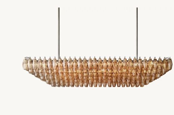 Buy Chiara Smoke Glass Tiered Rectangular Chandelier 74