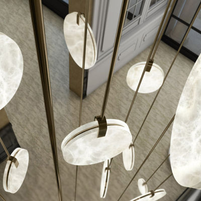 acheter Factory Direct Customized Alabaster Chandelier with 3-Year Warranty and AC 85-265V for Stairwell Ceiling Light fabrication en ligne