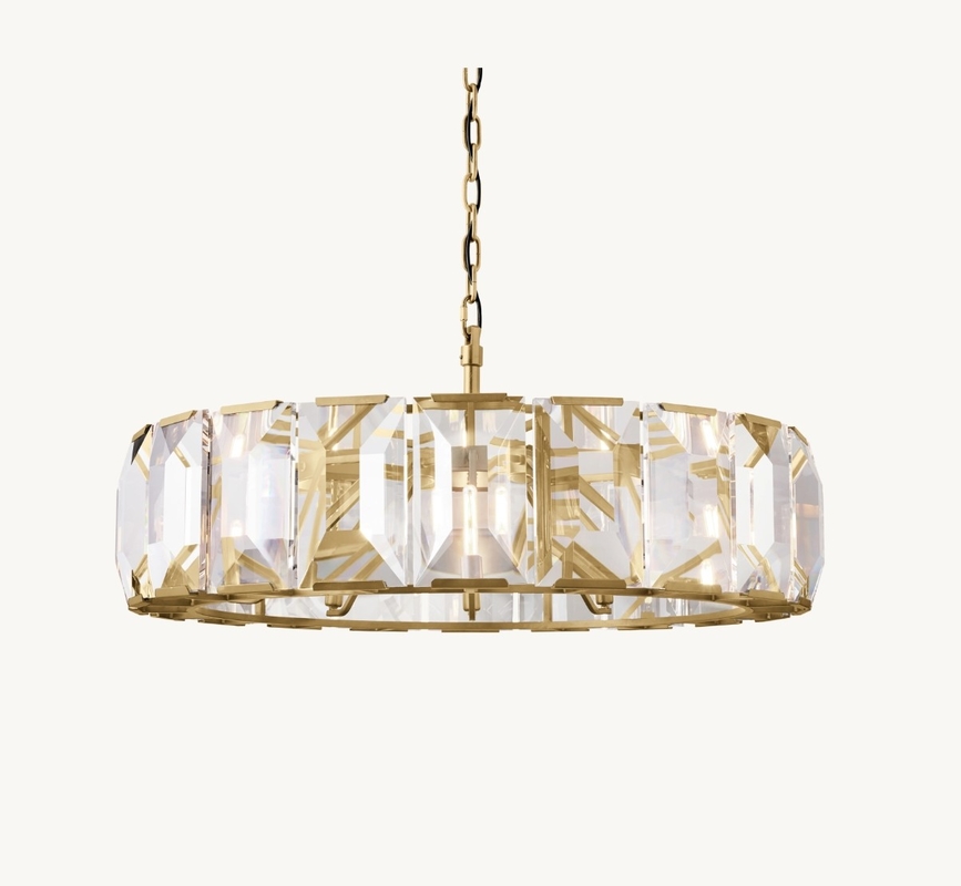 43" Crystal Brass Chandelier 100V - 277V Crystal Round Chandelier
