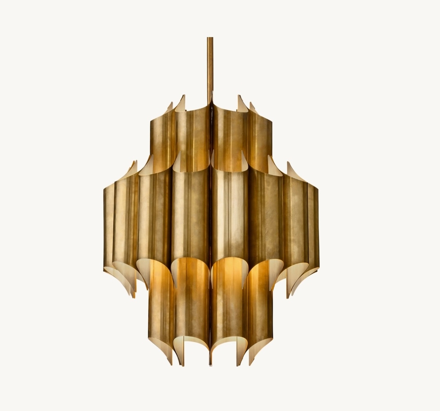 Indoor Brass Tube Chandelier 24'' Cathedral Brass Chandelier 100V - 277V