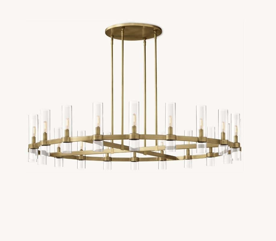 60" Brass And Glass Chandelier 100V - 277V Round Glass Chandelier