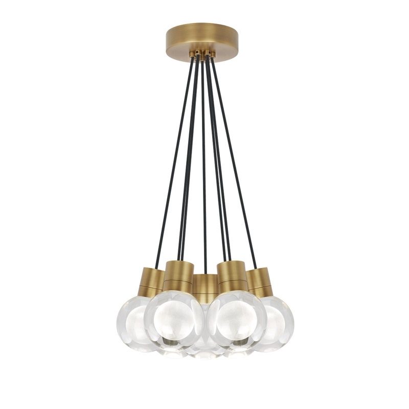18W Crystal Brass Chandelier Indoor 7 Light Globe Chandelier