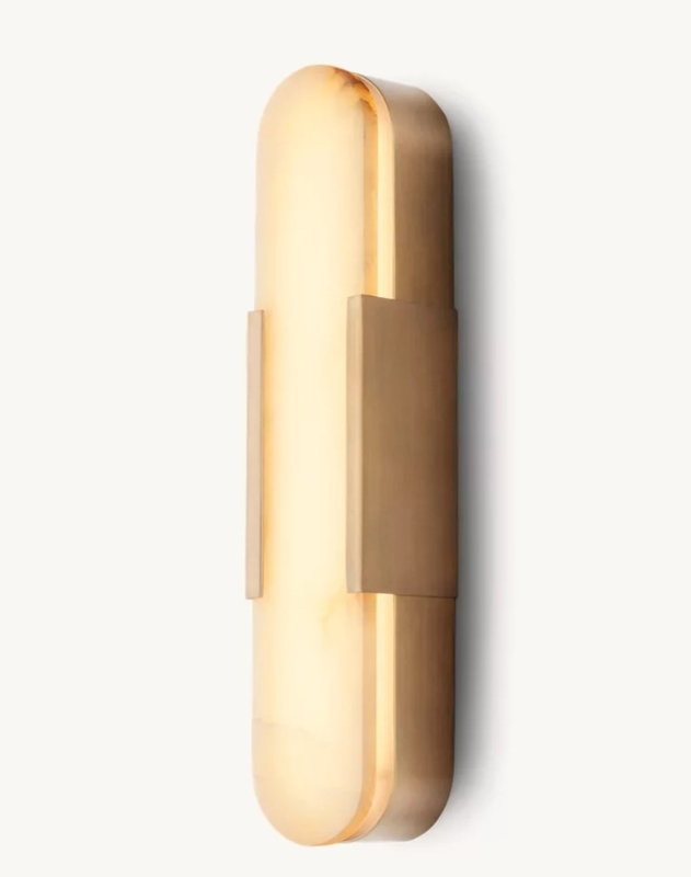 20''H Alabaster Wall Sconce Oval Melange Elongated Wall Sconce Luxury