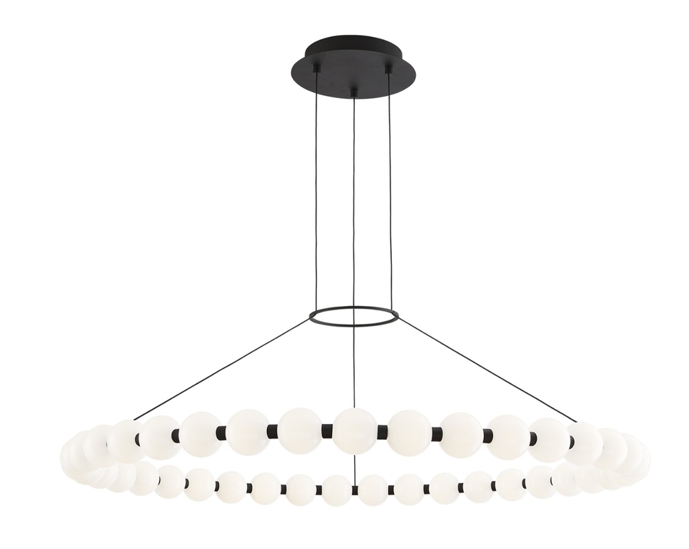 42" Glass Ball Ceiling Light 40W Round Ring LED Ceiling Light Black