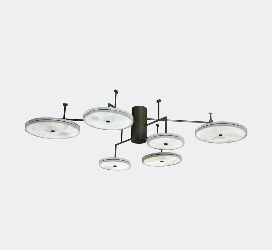 Modern Black Branch Chandelier 60W Alabaster Hanging Lamp Customized With Round Disk