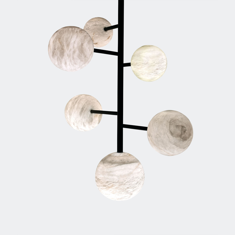 30W Alabaster Chandelier Dimmable Tree Branch Chandelier 100V - 277V With Sphere Ball