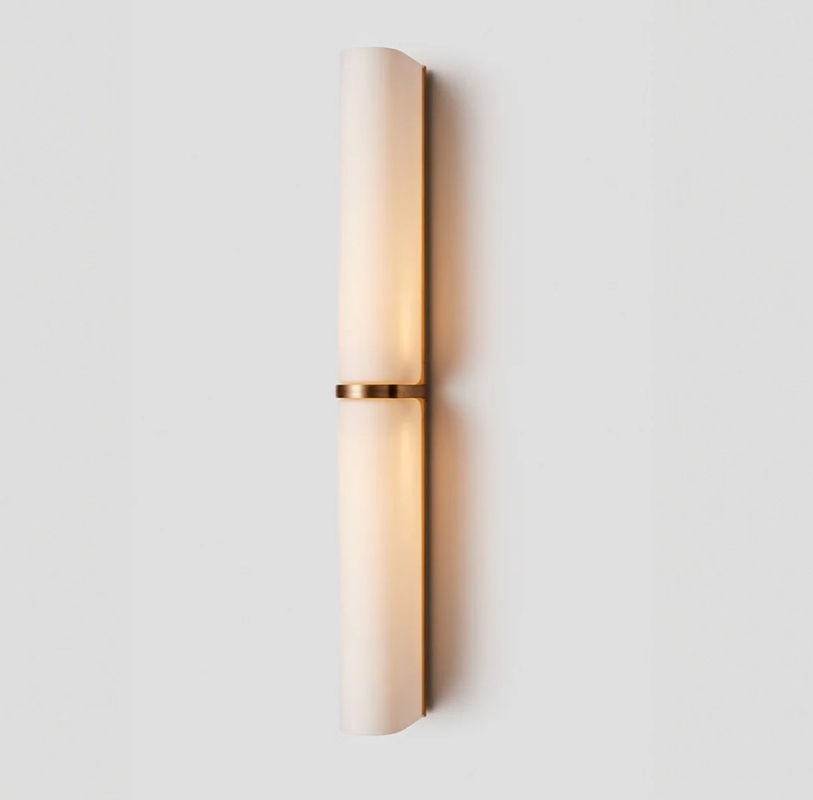 Modern Brass Wall Sconce Customized Frosted Glass Wall Lights Long Size