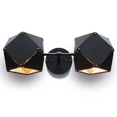 Nordic Art Welles Stell Ddouble Head Sconce Creative Metal Texture Black and White Geometric Lamp Wall Lamp